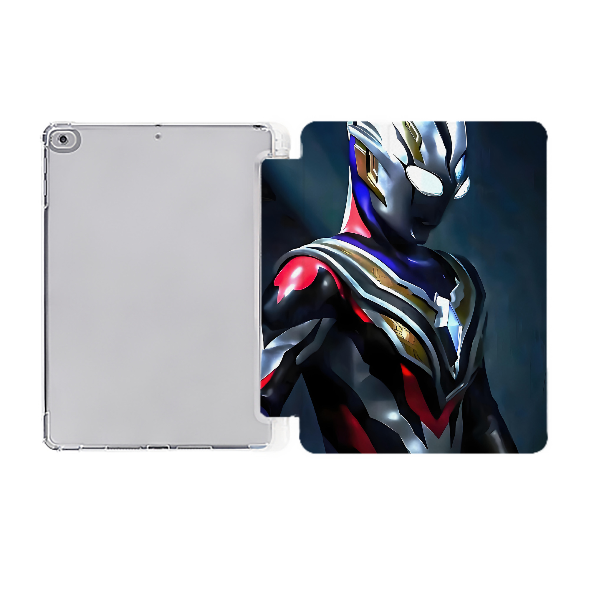 （画像用） ウルトラマン Ultraman IPad ケース ペン収納付き 三つ折りスタンド PUレザー×シリコン 対応機種9.5/10.5/10.9インチ